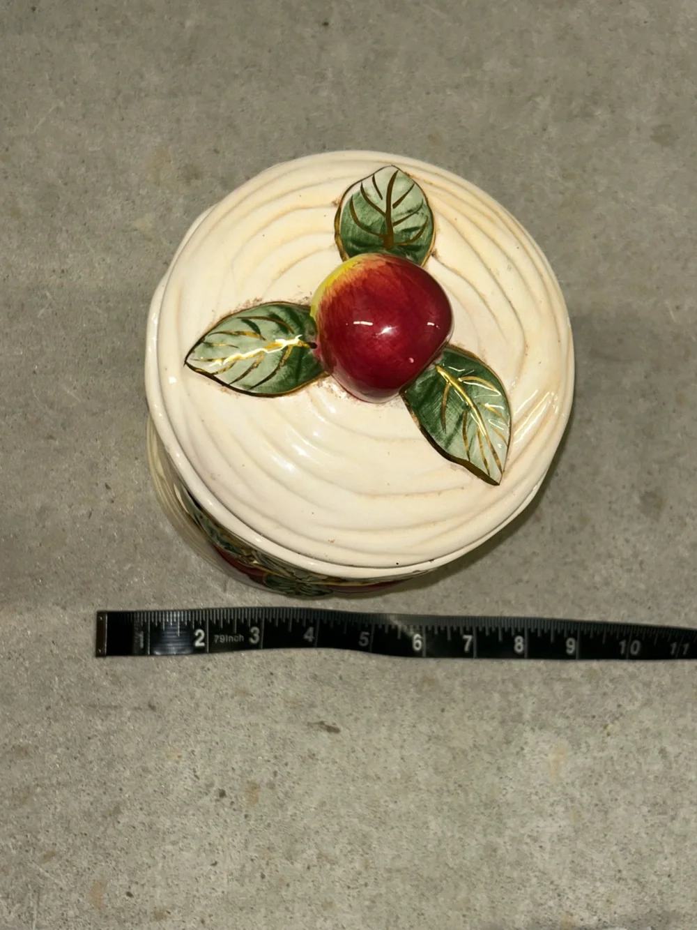 Vintage Franciscan Majolica Apple Ceramic Cookie Jar Cannister 3D